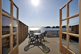 Aussicht von den Ferienhäusern im Hellesøy Rorbusenter